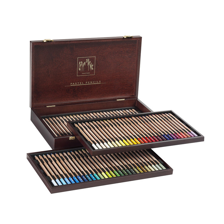 Caran d'Ache pastelpotloden 84 stuks in houten kist