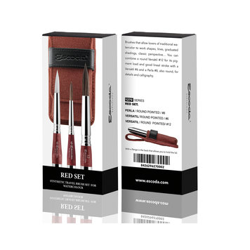 Escoda travel set RED aquarel reispenselen