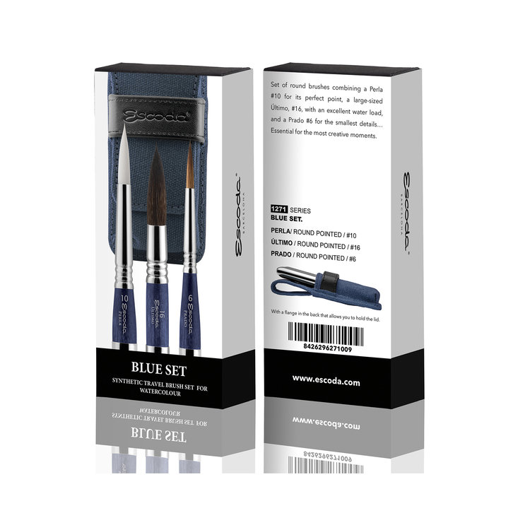 Escoda reisset aquarel penselen BLUE - blauwe set