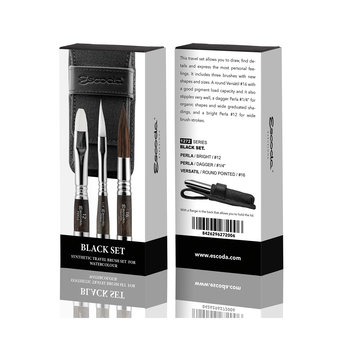 Escoda travel set BLACK aquarel reispenselen