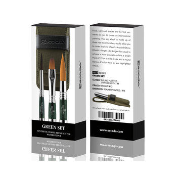Escoda travel set aquarelpenselen GREEN