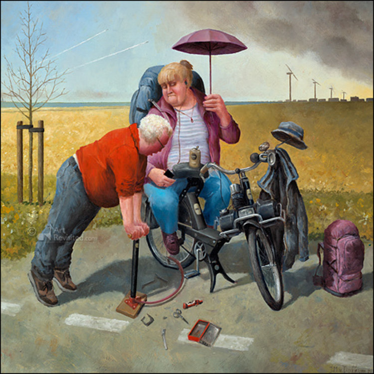 Art Revisited kunstkaart Marius van  Dokkum - onder hoge druk