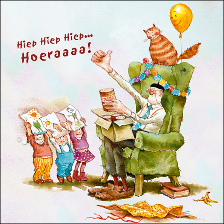 Art Revisited kunstkaart Hiep hiep hiep hoera - Marius van Dokkum