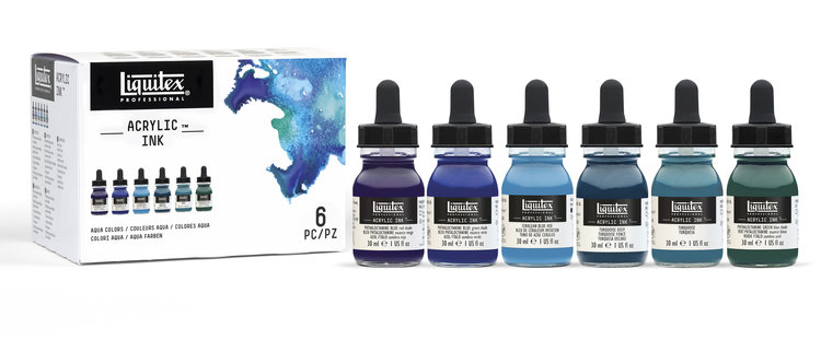 Liquitex 6 flesjes 30ml aqua colors - acrylic ink