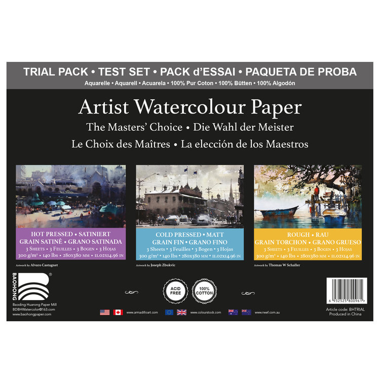 Baohong 9 vel aquarelpapier 28x38 cm The Masters' Choice