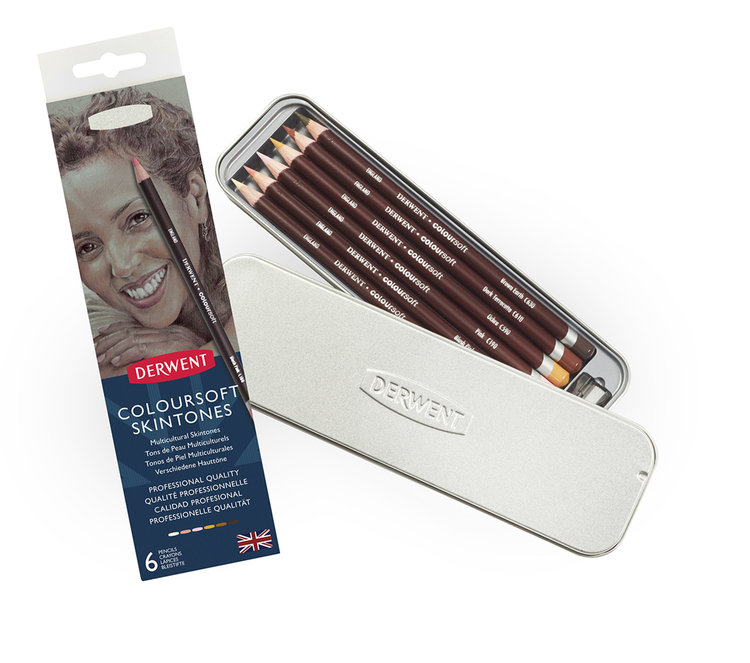 Derwent coloursoft blik portret 6 kleurpotloden Derwent