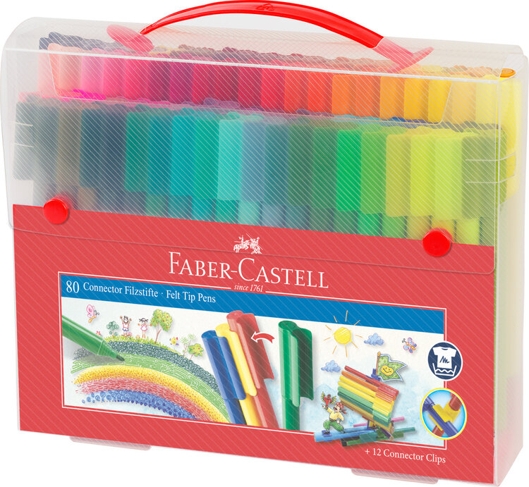 Faber Castell viltstiften (80) met connector clips