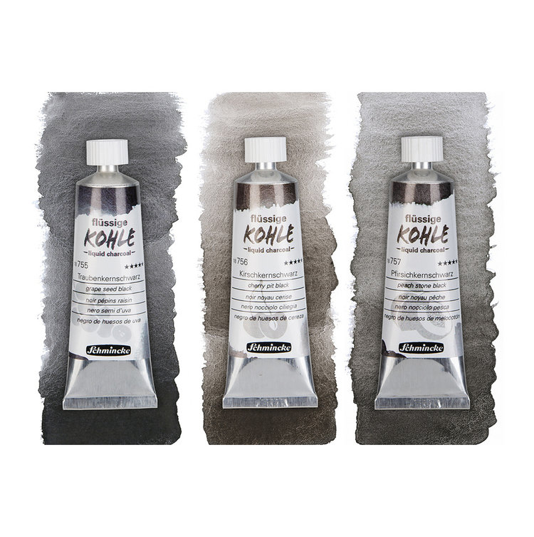 Schmincke vloeibaar houtskool 3 tubes van 5ml