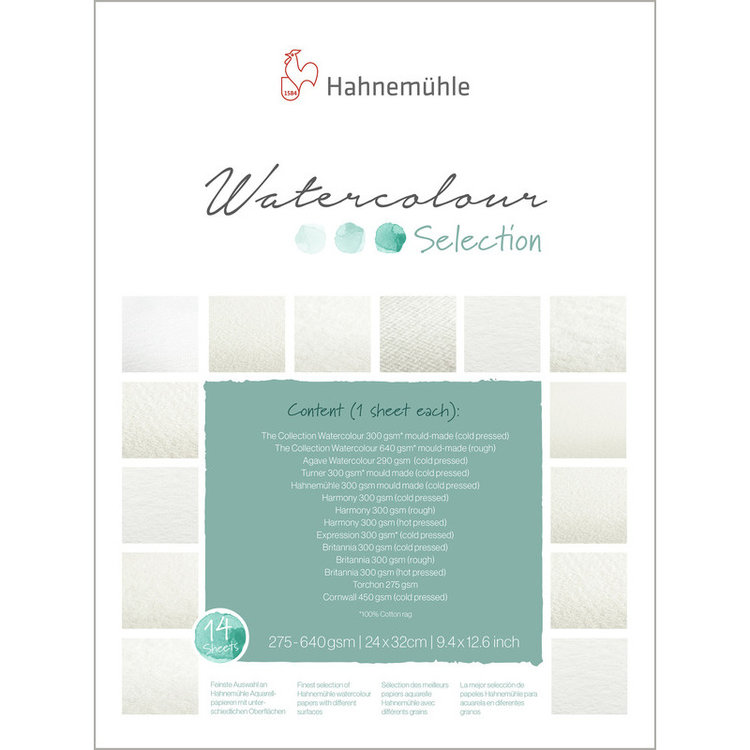 Hahnemühle Selection 14 soorten aquarelpapier in 1 blok