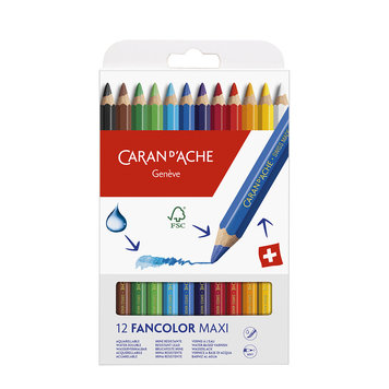 Caran d'Ache Fancolor MAXI aquarelpotloden (12)