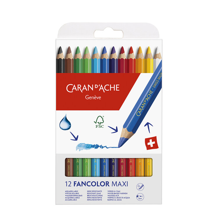 Caran d'Ache Fancolor MAXI aquarelpotloden (12)