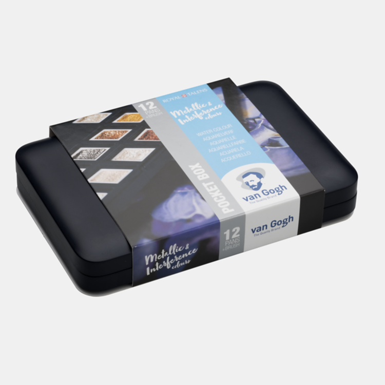 Van Gogh aquarelverf box 12x metallic + gratis postcards