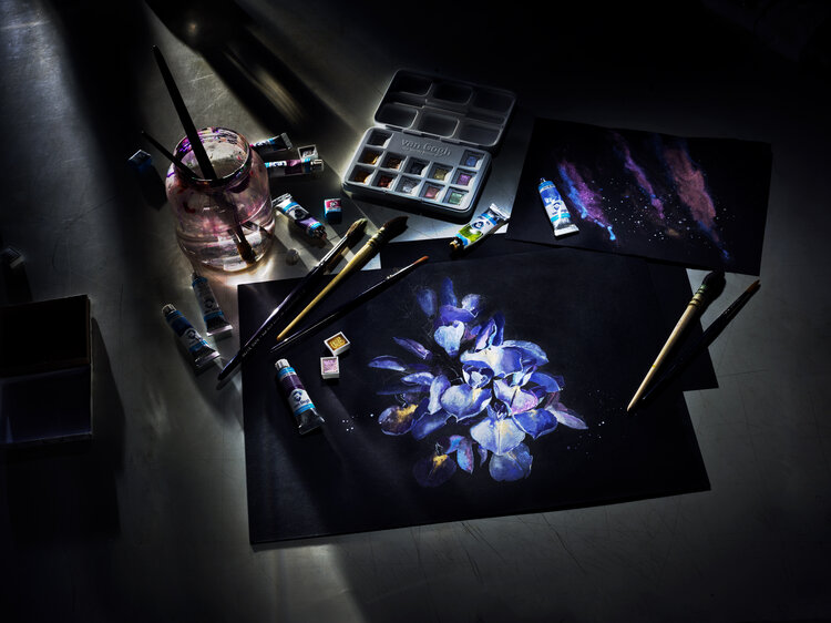 Van Gogh aquarelverf box 12x metallic + gratis postcards