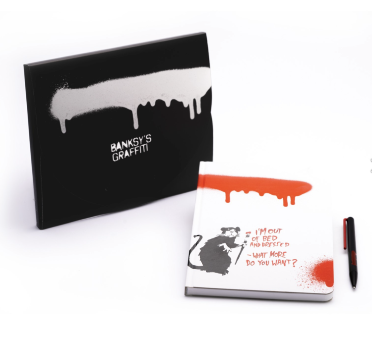Pininfarina Banksy's graffiti - notebook + grafeex pen from stone RED