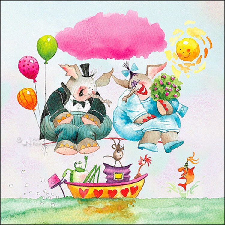 Art Revisited kunstkaart Marius van Dokkum - huwelijksbootje