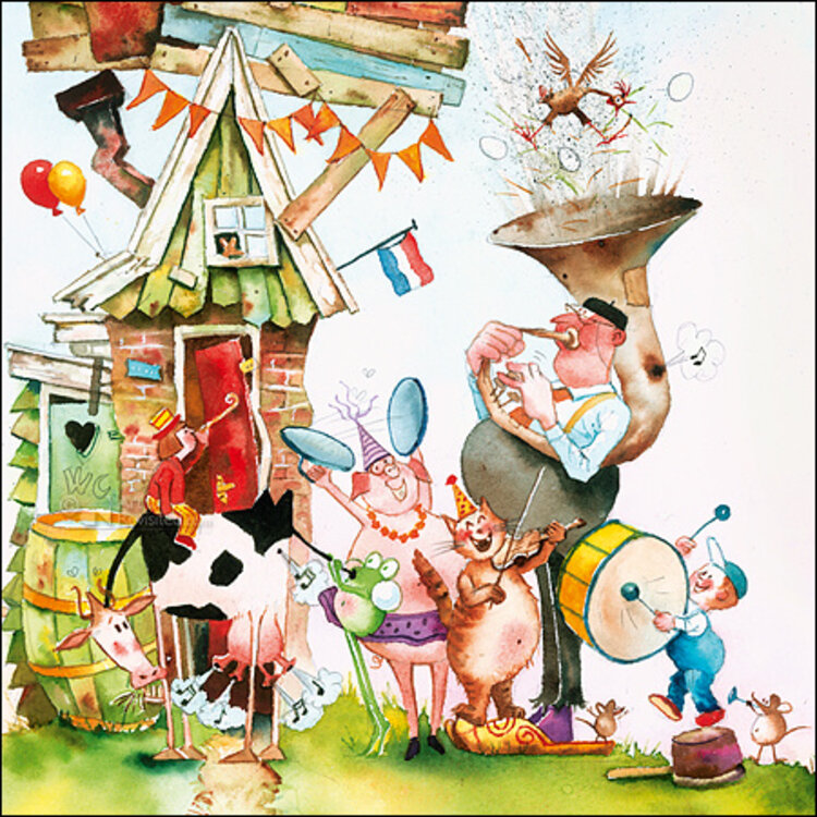 Art Revisited kunstkaart Marius van Dokkum - trombone