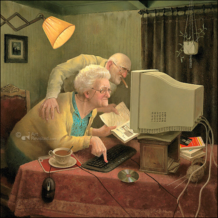 Art Revisited kunstkaart Marius van Dokkum - met je tijd meegaan