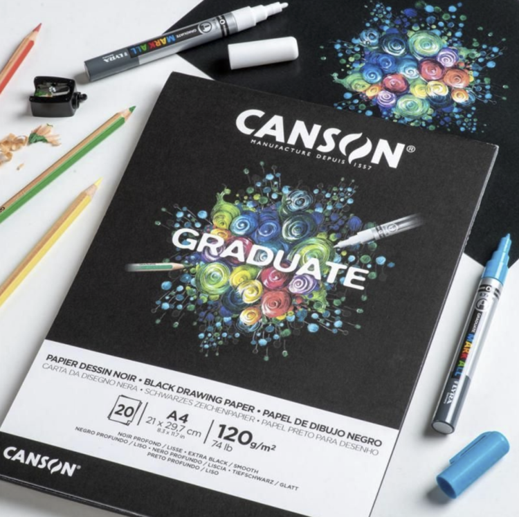 Canson Graduate zwart tekenpapier blok