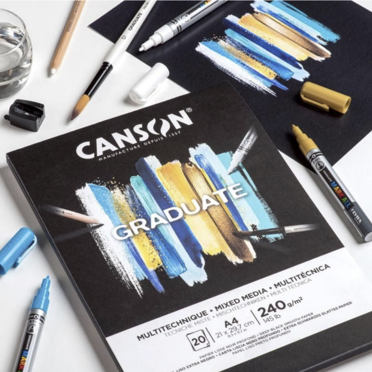Canson Graduate mixed media zwart papier blok