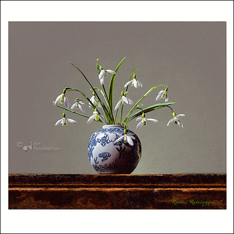 Art Revisited kunstkaart Roman Reisinger - sneeuwklokjes