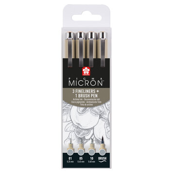 Sakura Micron fineliners (3+B) licht grijs