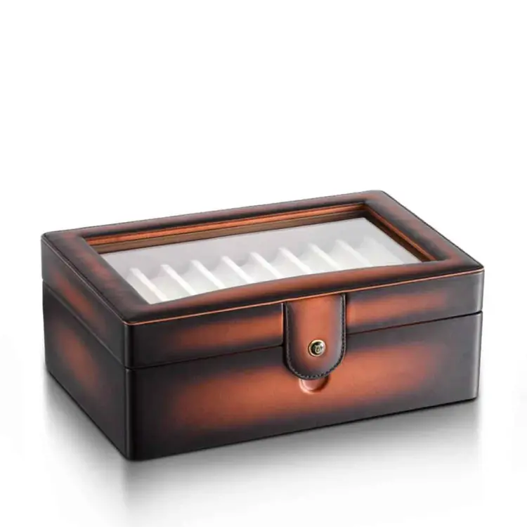 Lapis Bard Hemingway cognac leder tray voor 20 pennen