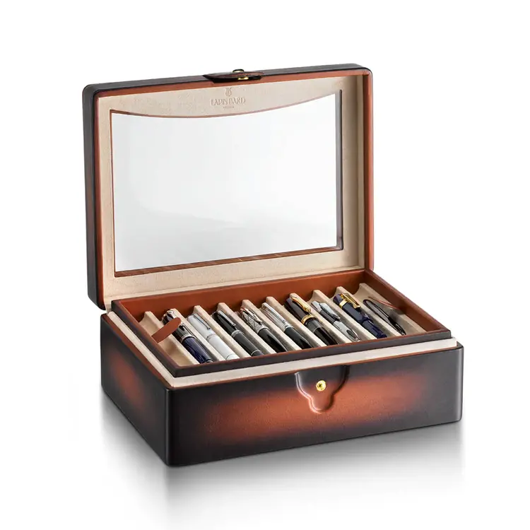 Lapis Bard Hemingway cognac leder tray voor 20 pennen