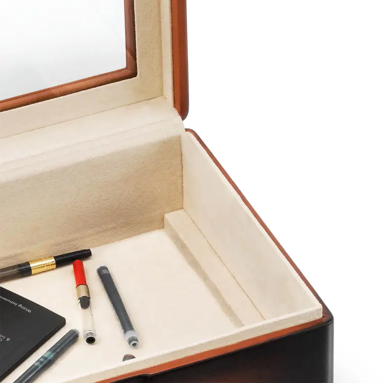 Lapis Bard Hemingway cognac leder tray voor 20 pennen