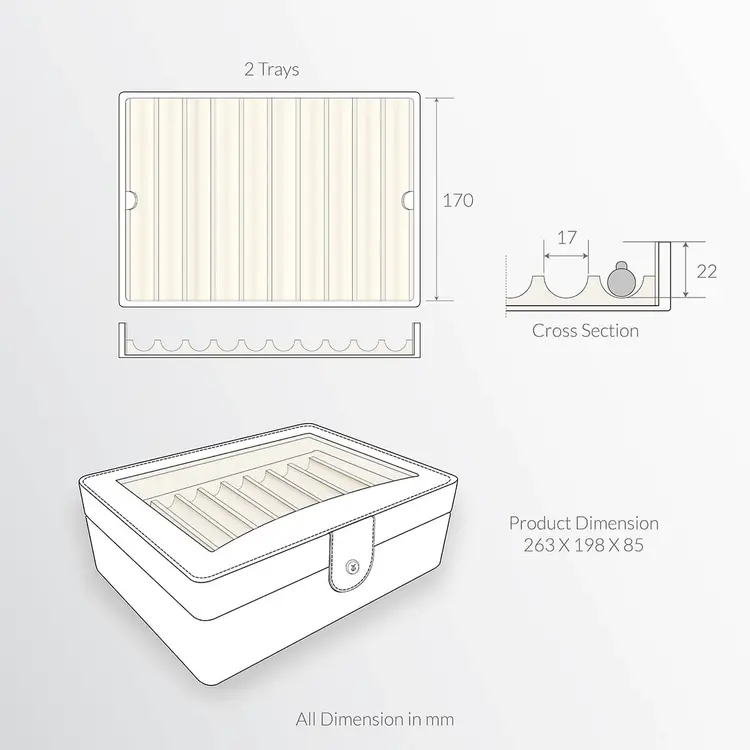 Lapis Bard Hemingway cognac leder tray voor 20 pennen
