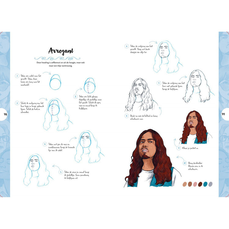 Librero gezichten tekenen in 10 stappen - Justine Lecouffe