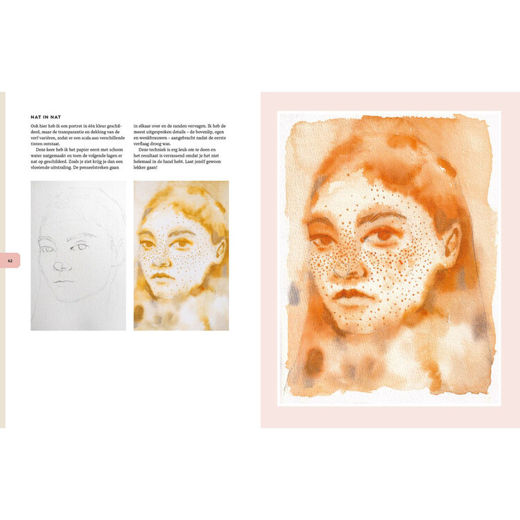 Librero boek creatieve portretten in aquarel