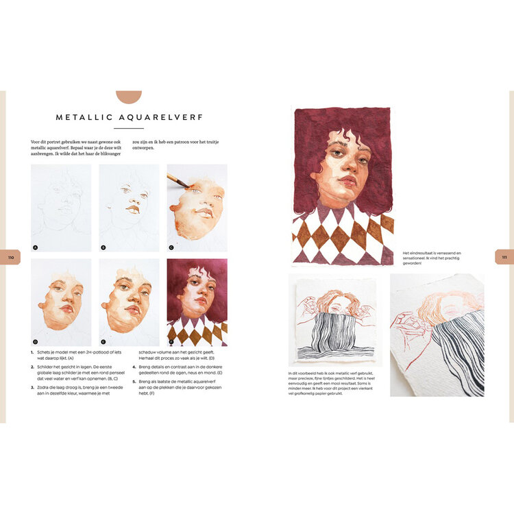 Librero boek creatieve portretten in aquarel