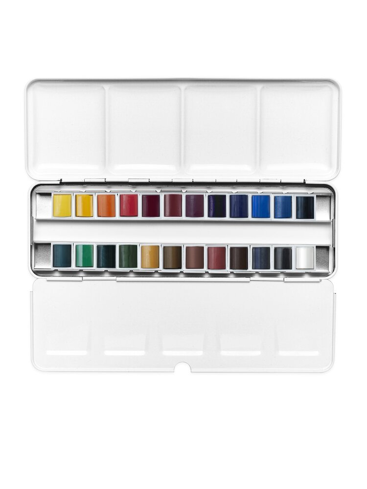 Cotman Water Colours aquarel verf in blik met 24 napjes