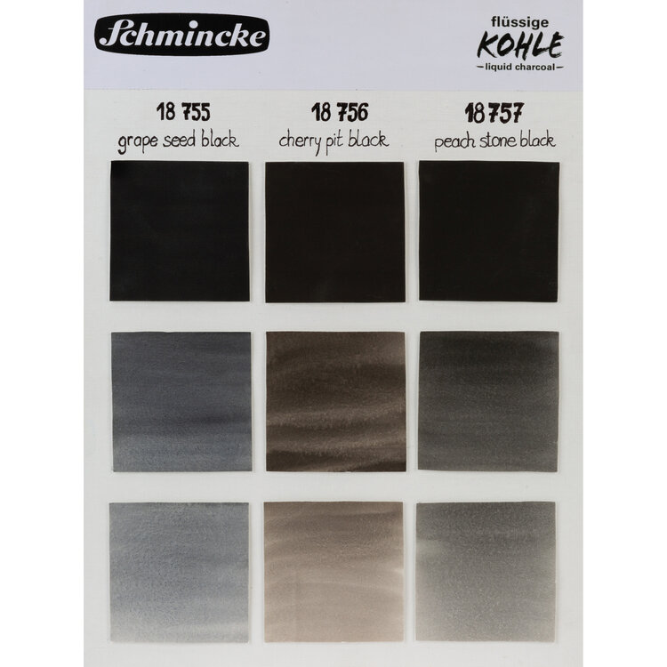 Schmincke vloeibaar houtskool 3 tubes van 5ml