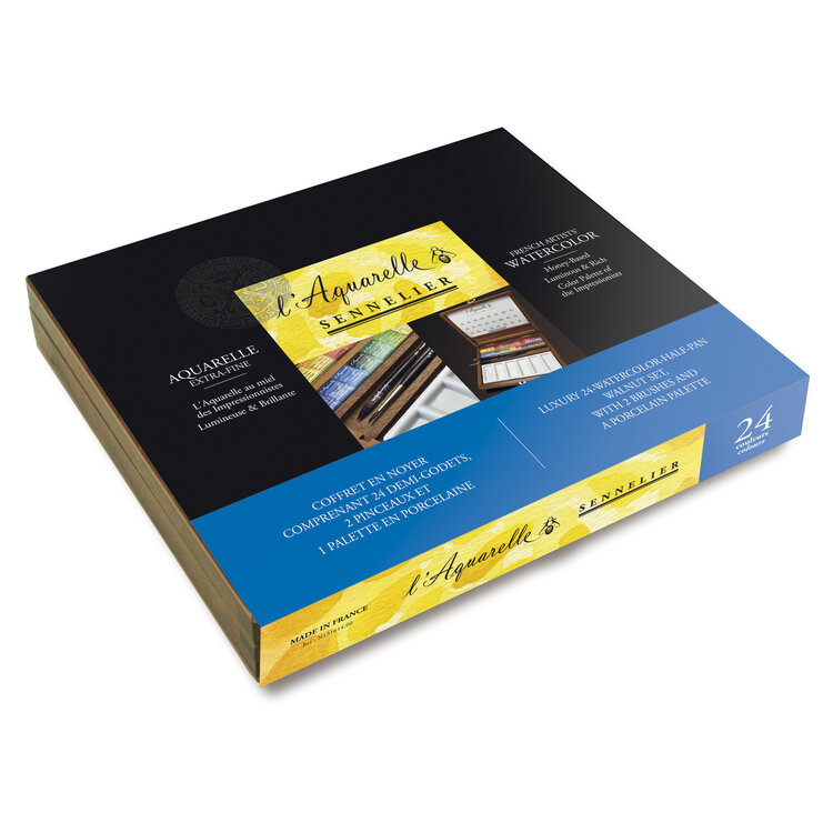 Sennelier aquarelverf walnoten kist DeLuxe 24 napjes