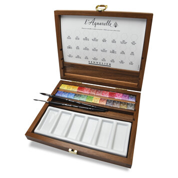 Sennelier aquarelverf walnoten kist DeLuxe 24 napjes