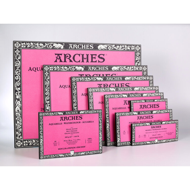Arches aquarelpapier hot pressed - grain satine 4-zijdig