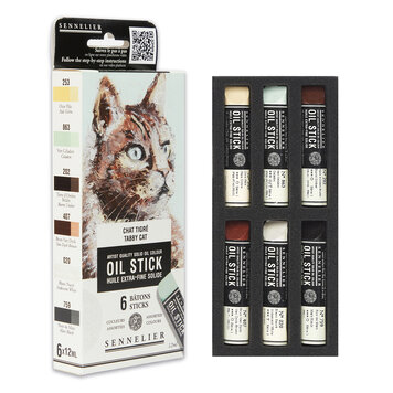 Sennelier oilsticks tabby cat