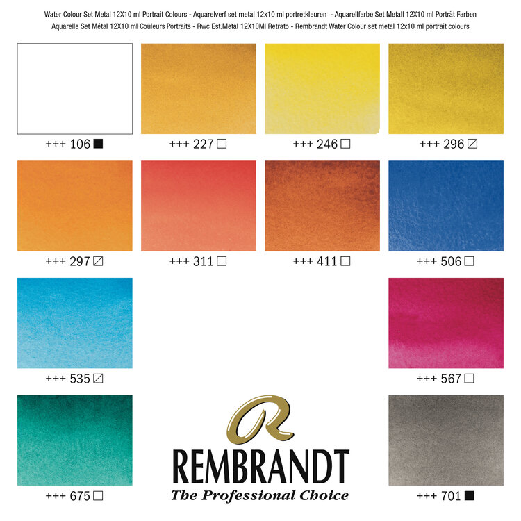 Rembrandt aquarelverf (portrait selection) 12x 10ml in blik