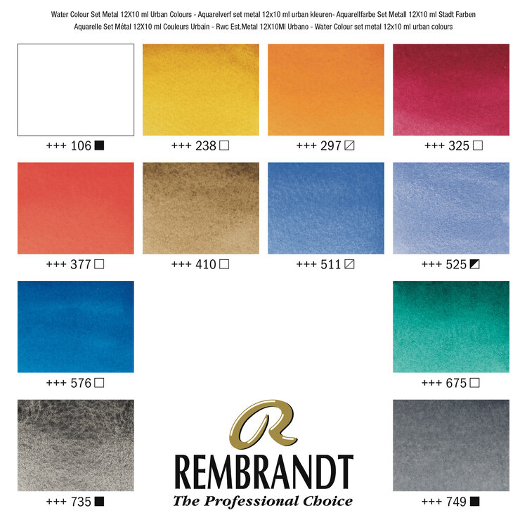 Rembrandt aquarelverf (cityscape selection) 12x 10ml in blik