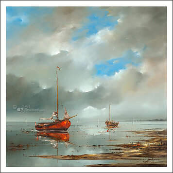 Art Revisited Jan Kooistra - het laatste licht van de dag op het wad