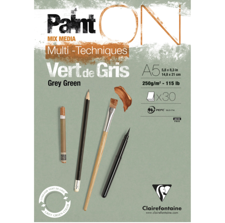 Clairefontaine PaintON Vert de Gris mixed media