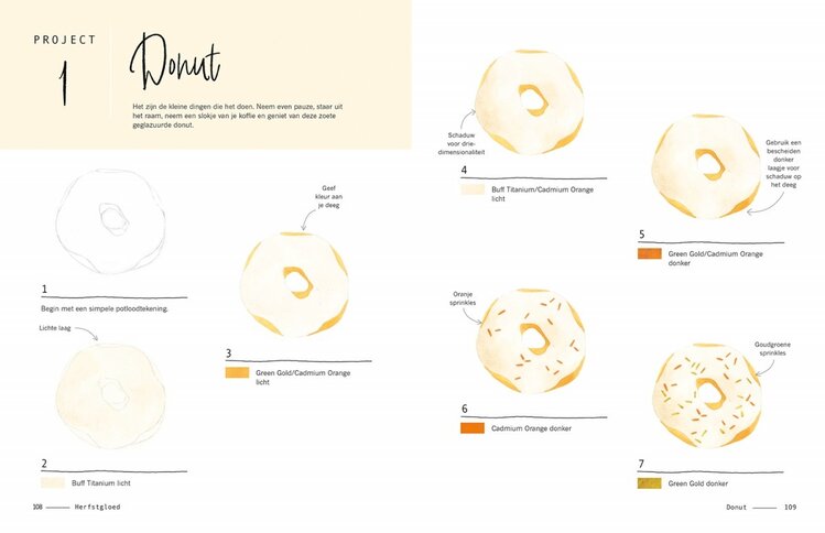 Librero boek, aquarelleren met 3 kleuren - Katie Putt