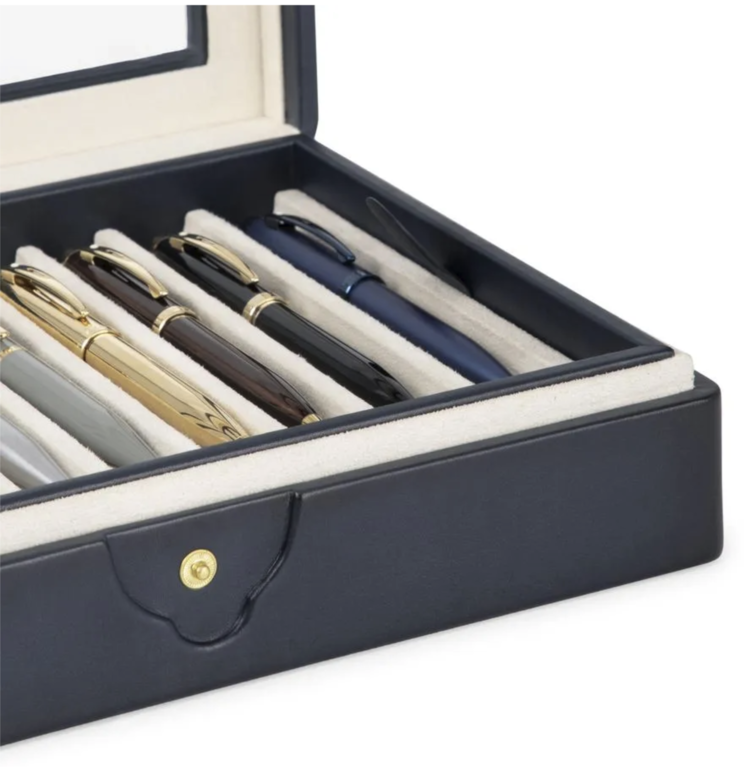 Lapis Bard Hemingway navy leder tray voor 10 pennen
