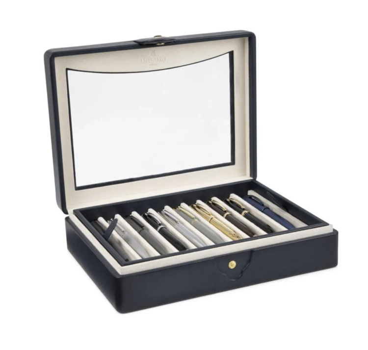 Lapis Bard Hemingway navy leder tray voor 10 pennen