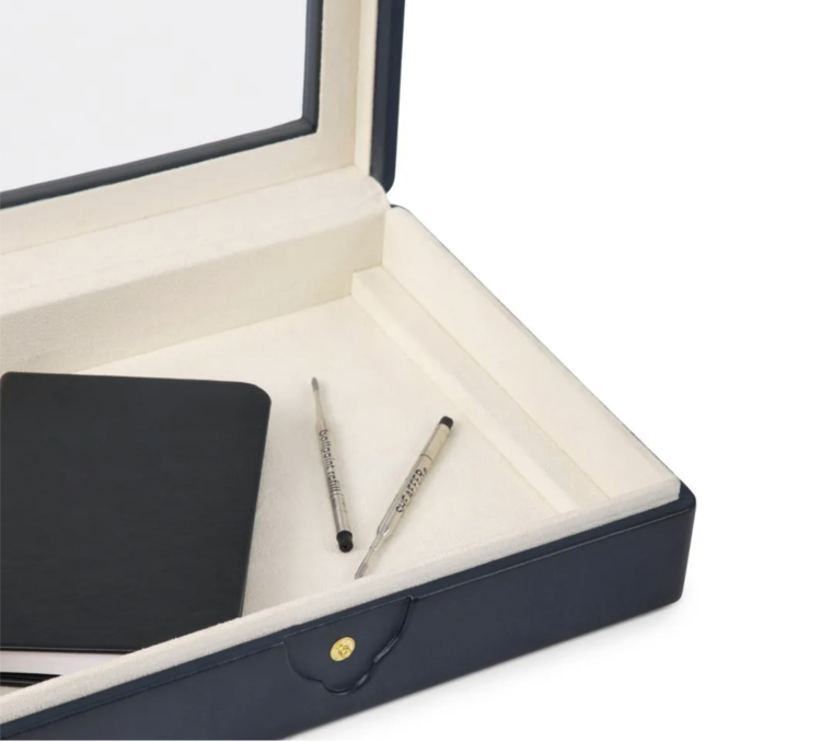 Lapis Bard Hemingway navy leder tray voor 10 pennen