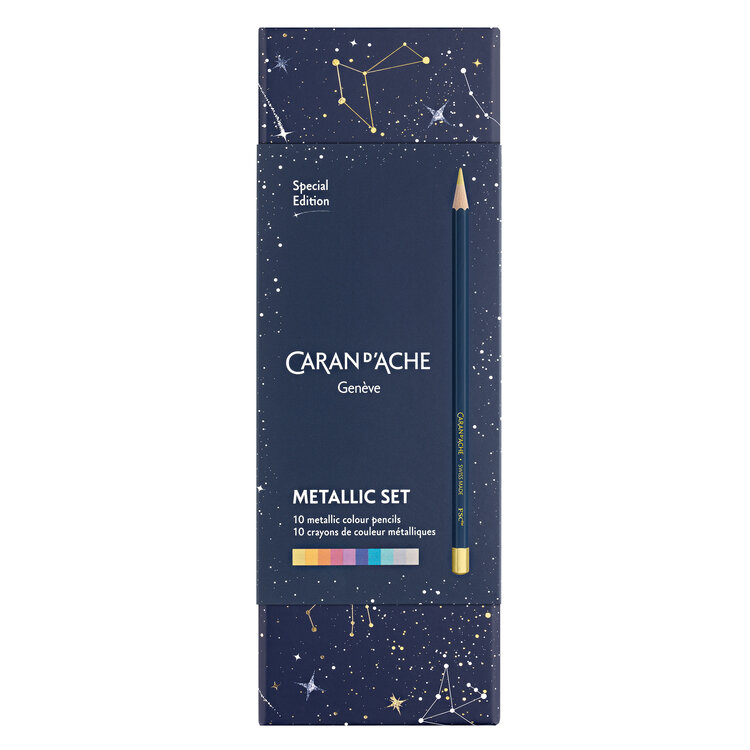 Caran d'Ache Cosmic Blue - metallic set kleurpotloden