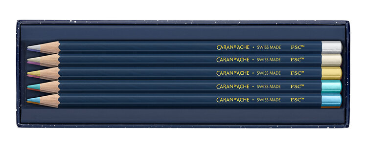Caran d'Ache Cosmic Blue - metallic set kleurpotloden