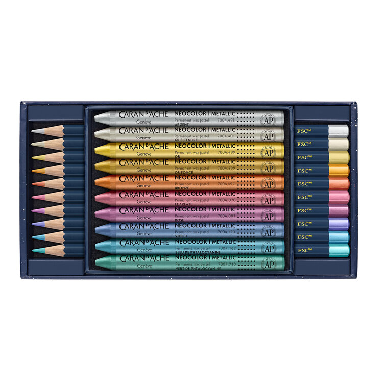 Caran d'Ache Cosmic Blue - mixed media metallic set