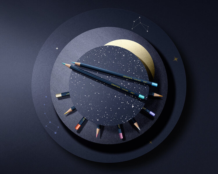 Caran d'Ache Cosmic Blue - metallic set kleurpotloden